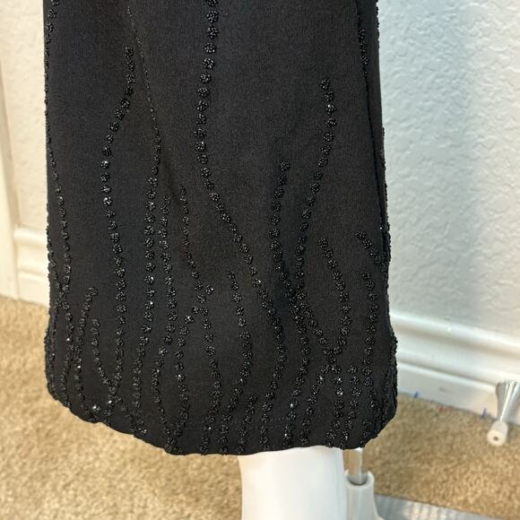 90s Y2K VTG Size XS Whimsigoth Pants Flare Low Rise Black Back Zip Beaded - Picture 5 of 9